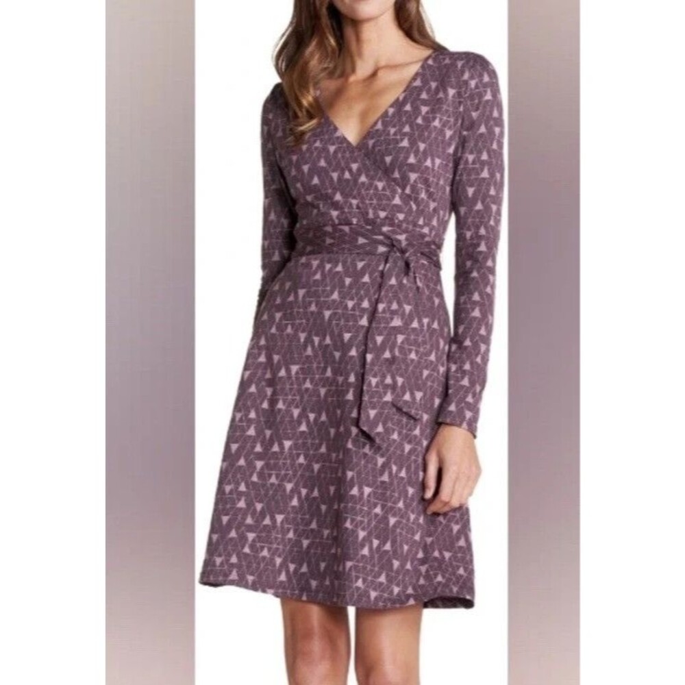 Toad&Co Cue Wrap Dress Size Small Huckleberry Line Organic Cotton Blend 2018